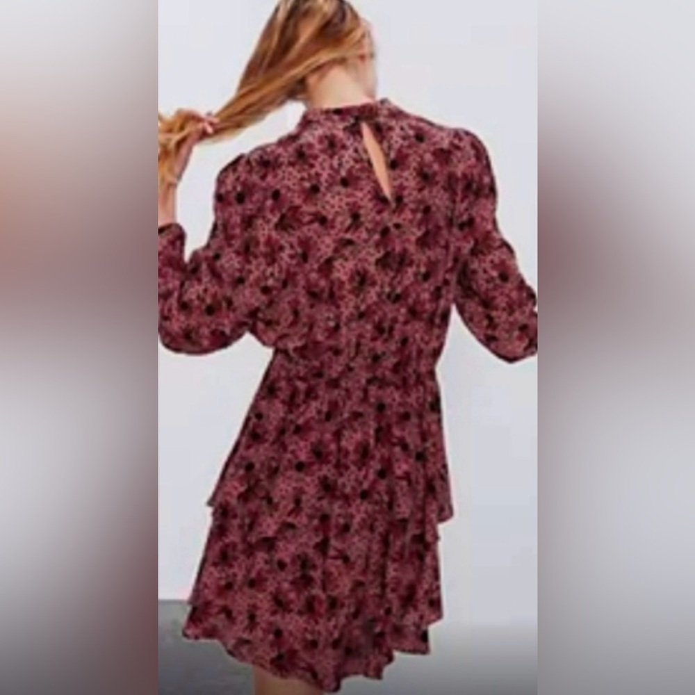 Zara Burgundy Floral Mini Dress